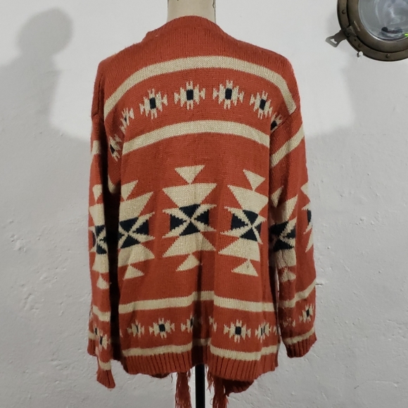 on twelfth Orange Tribal Open Cardigan - Picture 2 of 4